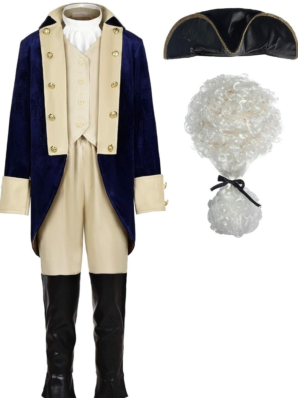 Washington Costume Boys Hamilton American Colonial Uniform with Wig